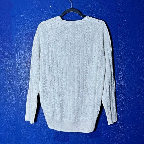 Athleta Crossroads Silver Crew Neck Cable Wool Knit Pullover Sweater Size S - Picture 9 of 12